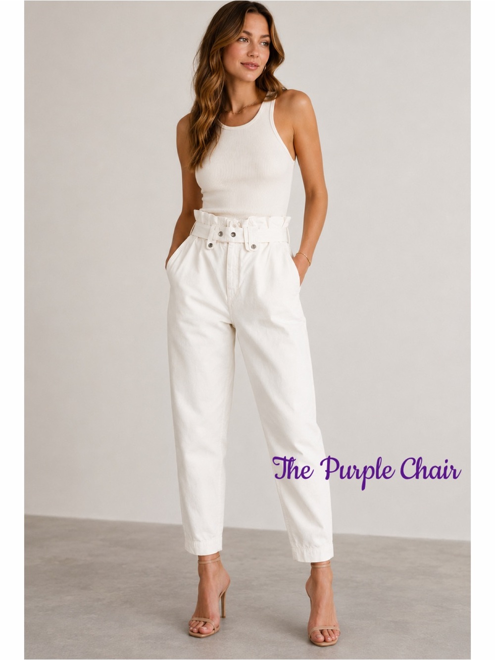 OVERLOVER NWT Jesse Linen Blend Paperbag Pants 25